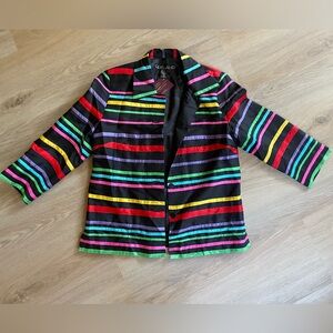 SilkLand Vibrant Striped Blazer 100% Silk Shell
